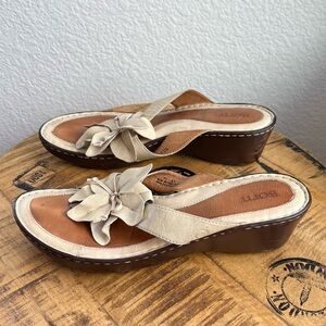 Born Leather Wedge Thong Sandals